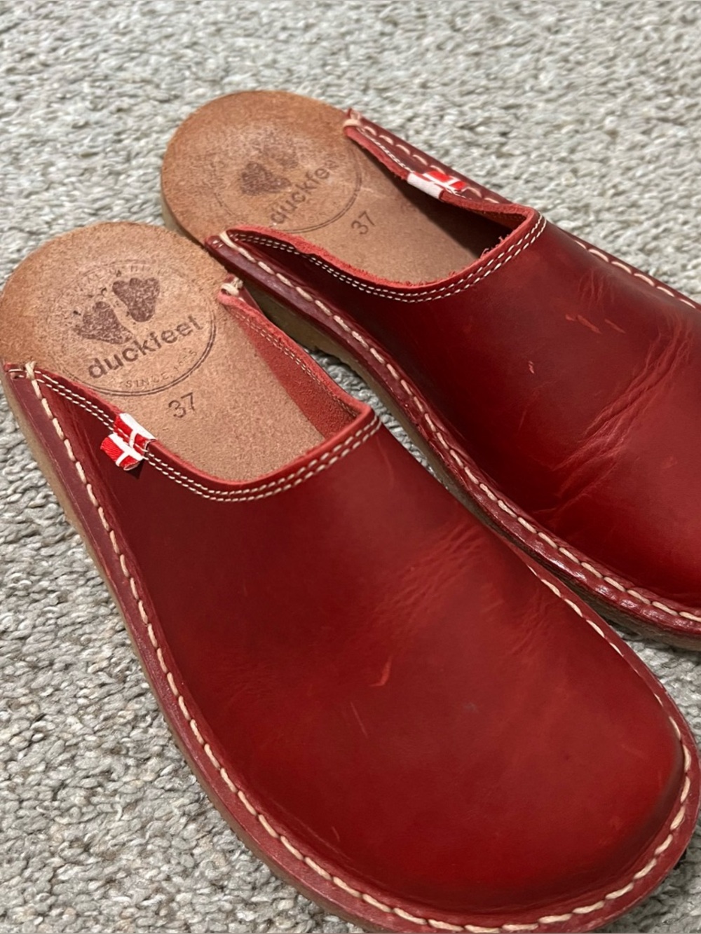 Duckfeet Red Handmade Blåvand' Mules Slip-ons - Clogs Slides Size 37 6.5/7 - Picture 7 of 10